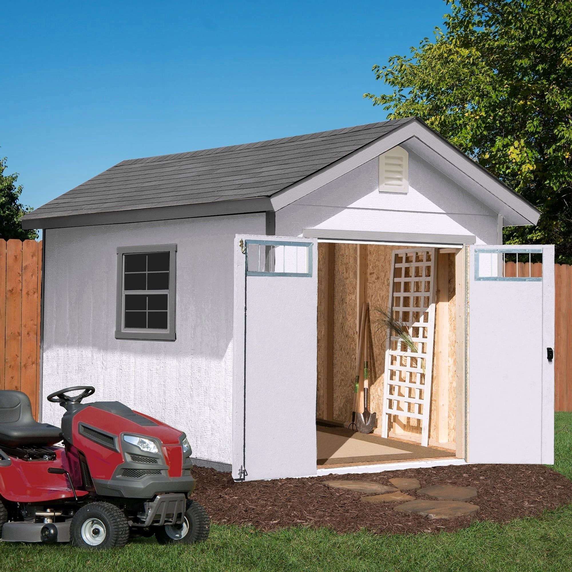 2026 Abri de jardin en bois Beachwood 10 × 12 ft avec plancher – Grand espace de rangement extérieur