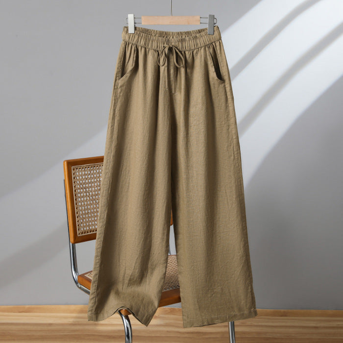 Pantalon léger à cordon droit décontracté confort pour femme