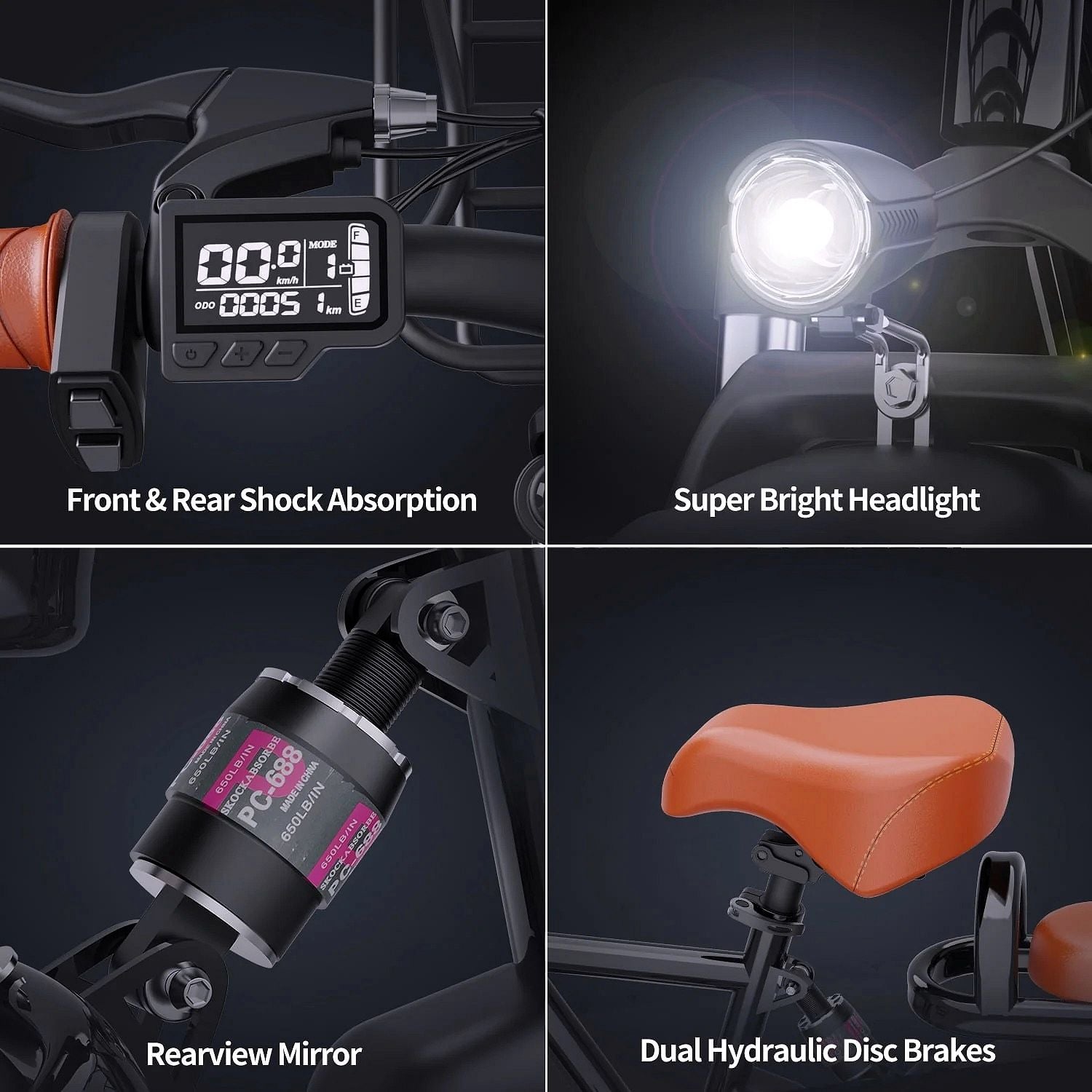 2026 Vélo Électrique pour Adultes, 750W, Autonomie de 30 à 70 Miles, Batterie Amovible 48V 15Ah, Fat Bike 20" x 4.0, 2 Places avec Fourche Suspendue, Certifié UL2849