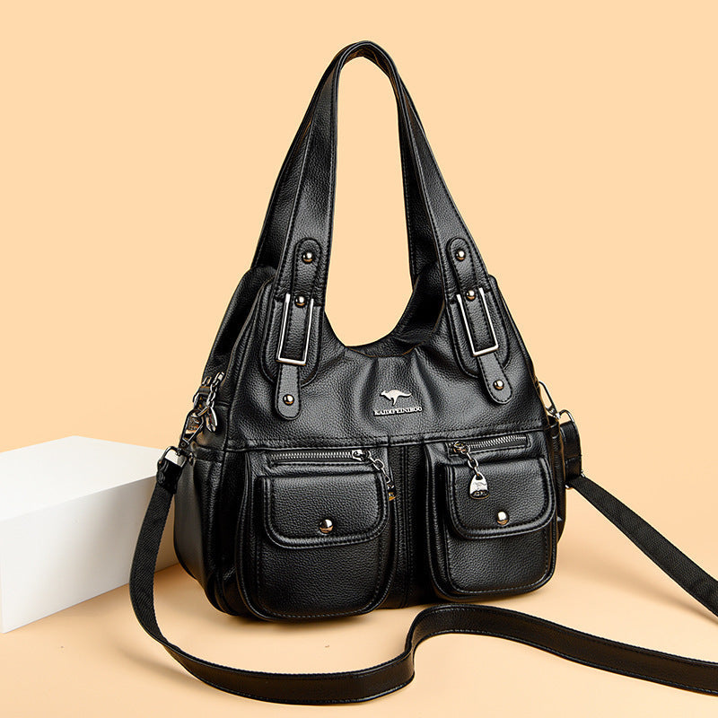 Sac à main grande capacité couleur unie pour femme