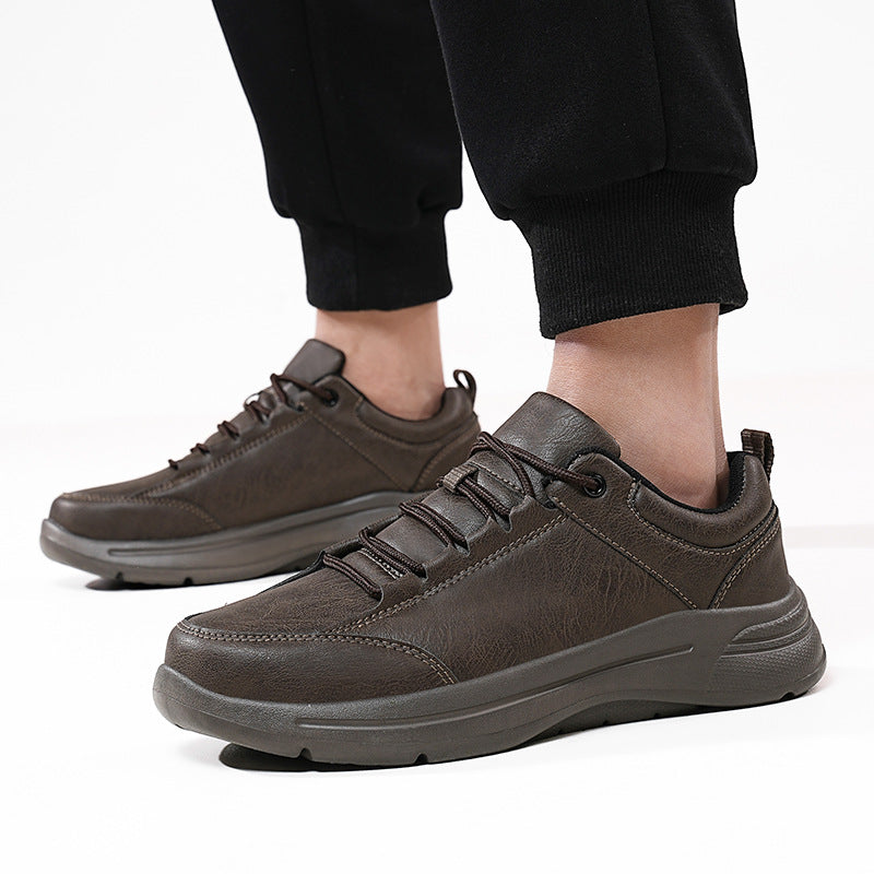 Baskets tige basse en cuir bout rond style britannique décontracté pour homme