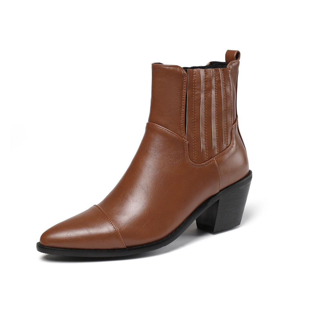 Bottines mi-long martin simple élégant couleur unie pour femme