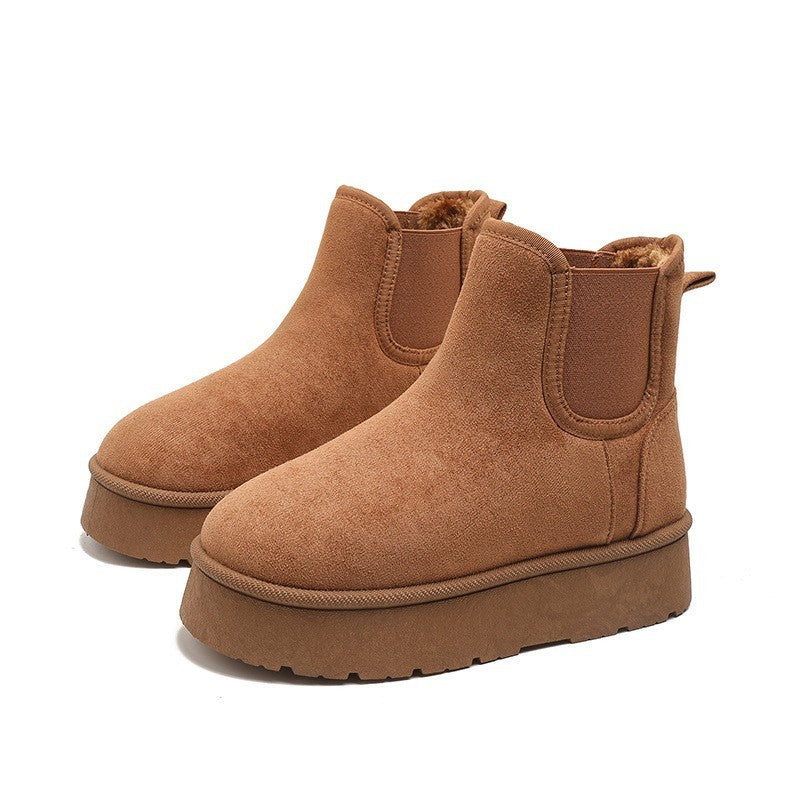 Bottines épais plateforme cheville doublure peluche hiver pour femme