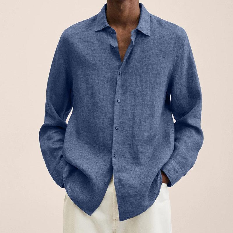 Men's Long Sleeve Lapel Loose Button Cardigan Casual Shirt - LAKD London