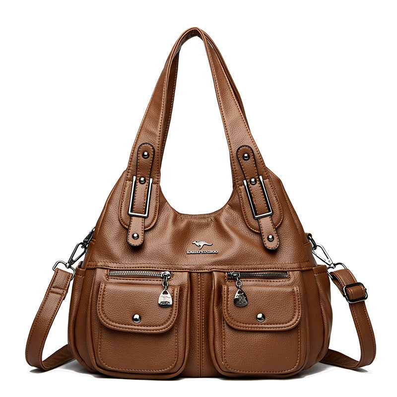 Sac à main grande capacité couleur unie pour femme