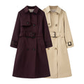 Trench-coat mi-long longueur style britannique élégant hiver classique pour femme