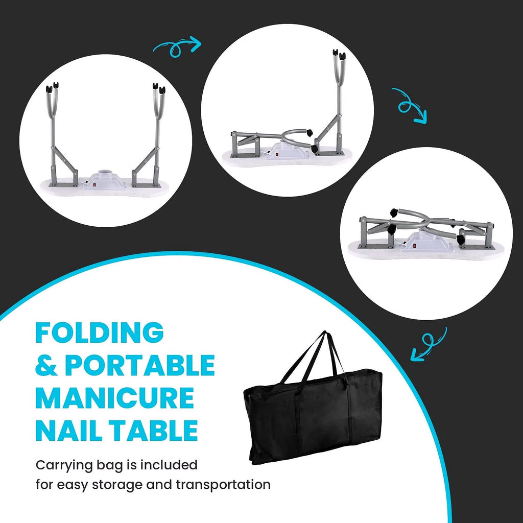 2026 Table de manucure portable LDAILY avec aspirateur électrique de poussière