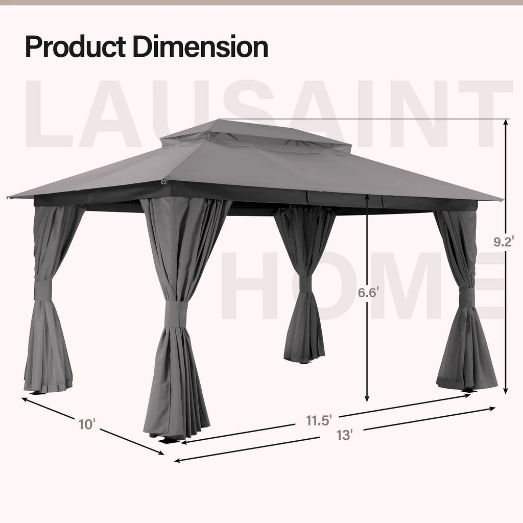 2026 Pavillon de jardin extérieur LAUSAINT HOME 10 × 13 ft avec boulons d’ancrag