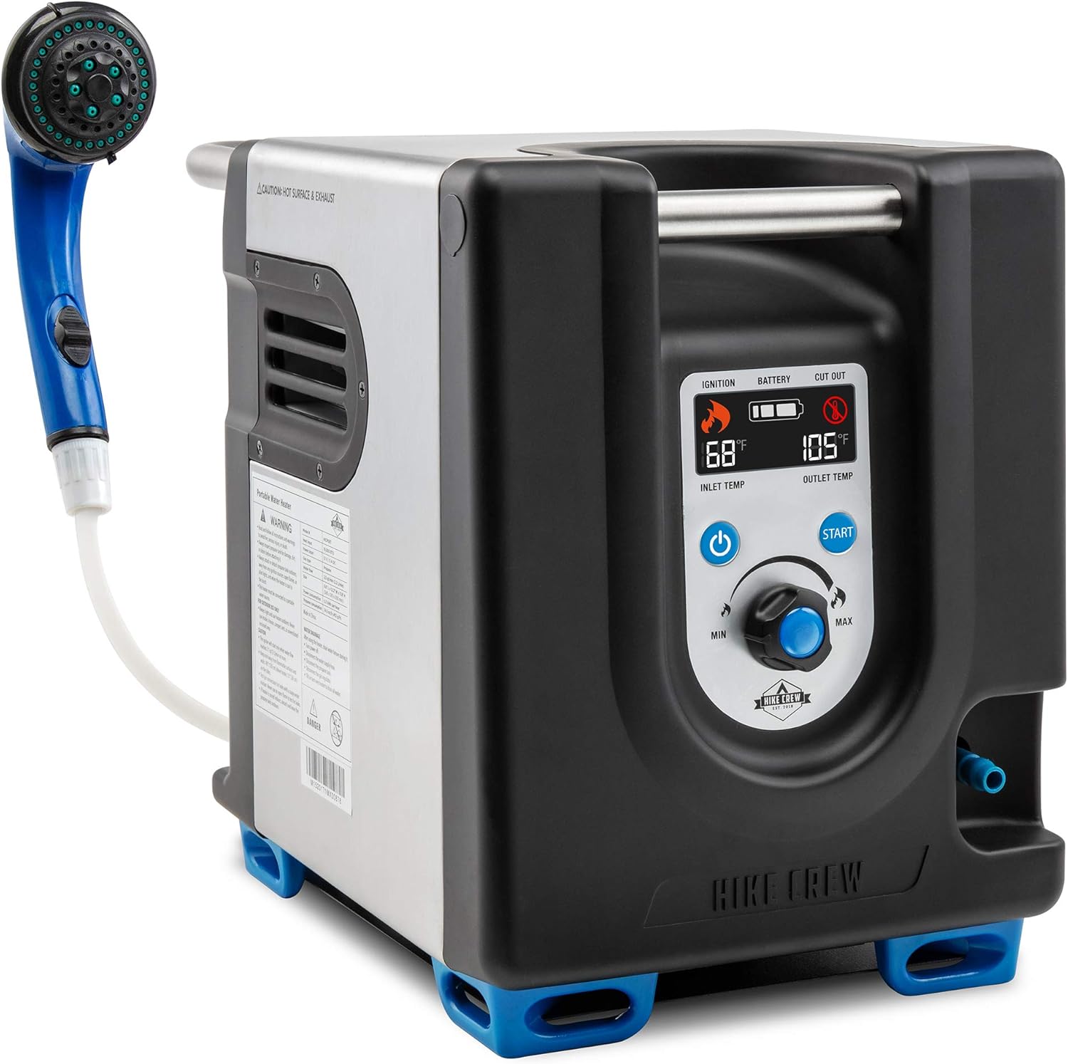 2026 Tragbarer Propan-Warmwasserbereiter und Duschpumpe mit eingebauter Batterie | Kompaktes Outdoor-Reinigungs- und Duschsystem mit LCD, Sicherheitsabschaltung und Tragetasche, sofort heißes Wasser für Camping und Wandern