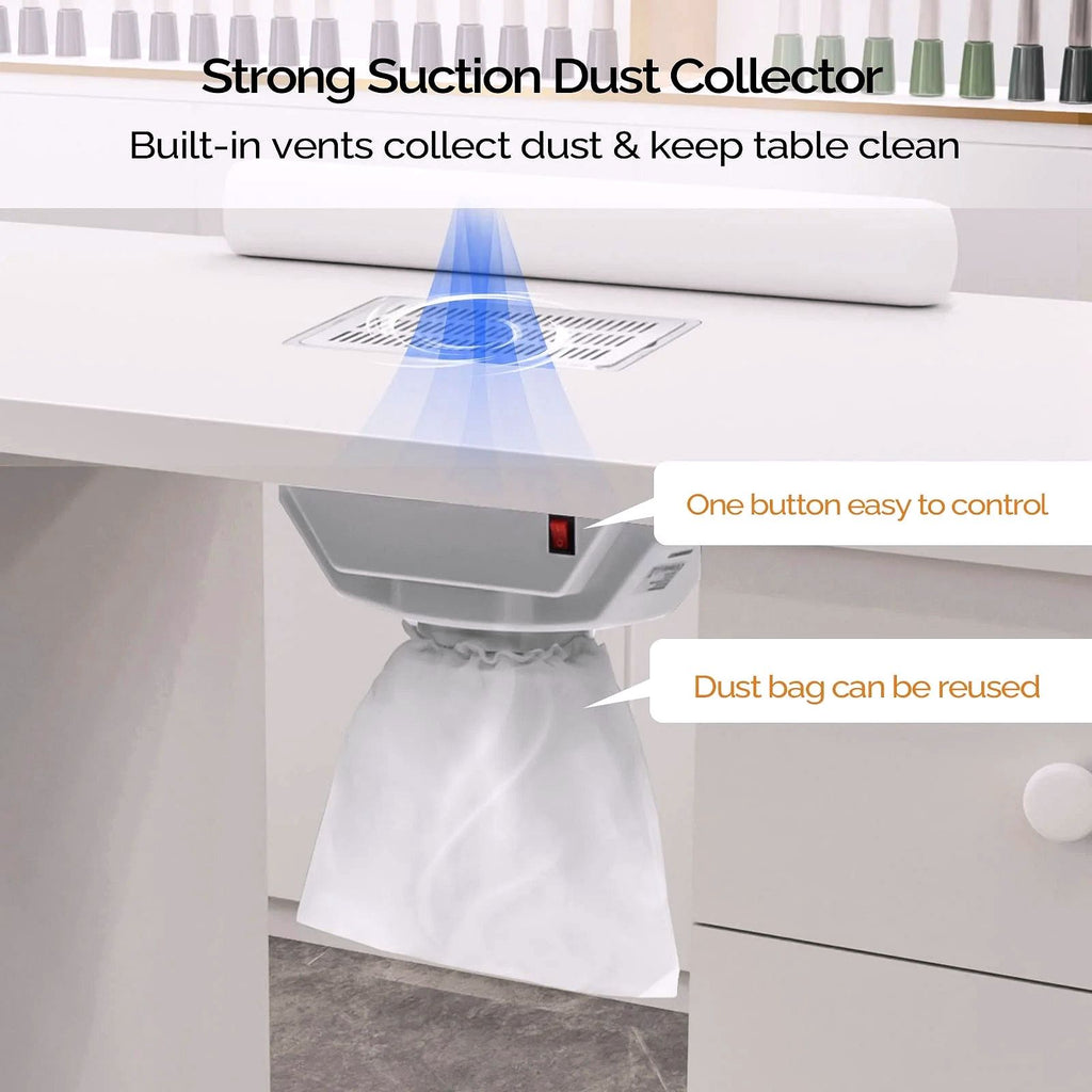 2026 Table de Manucure OmySalon avec Aspirateur Électrique Intégré (Système d’Aspiration Downdraft)
