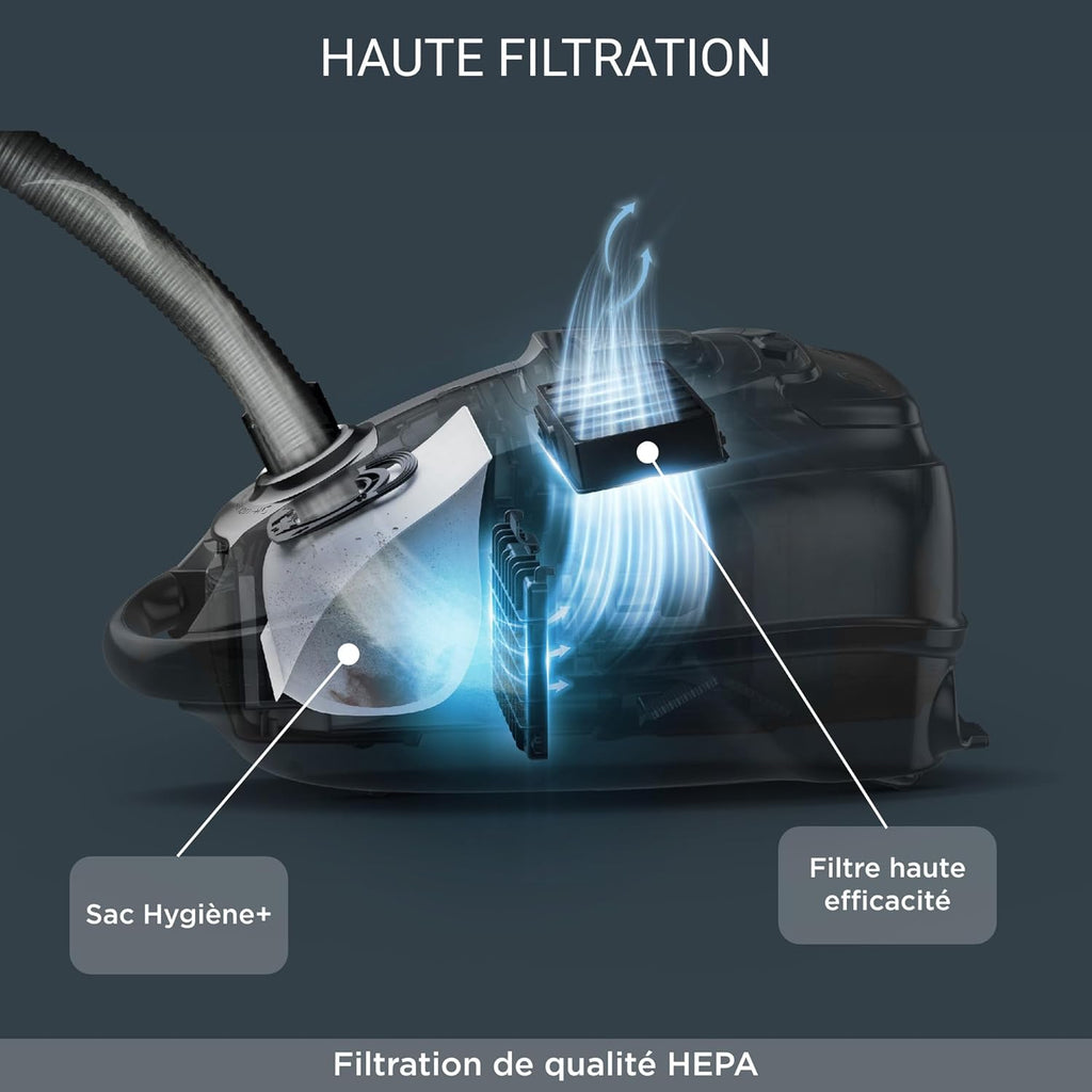 2026 2025 Rowenta RO7451EA – Aspirateur Silence Force Effitech, Ultra-Silencieux 57 dB, Haute Filtration, Sac XXL, Édition Limitée