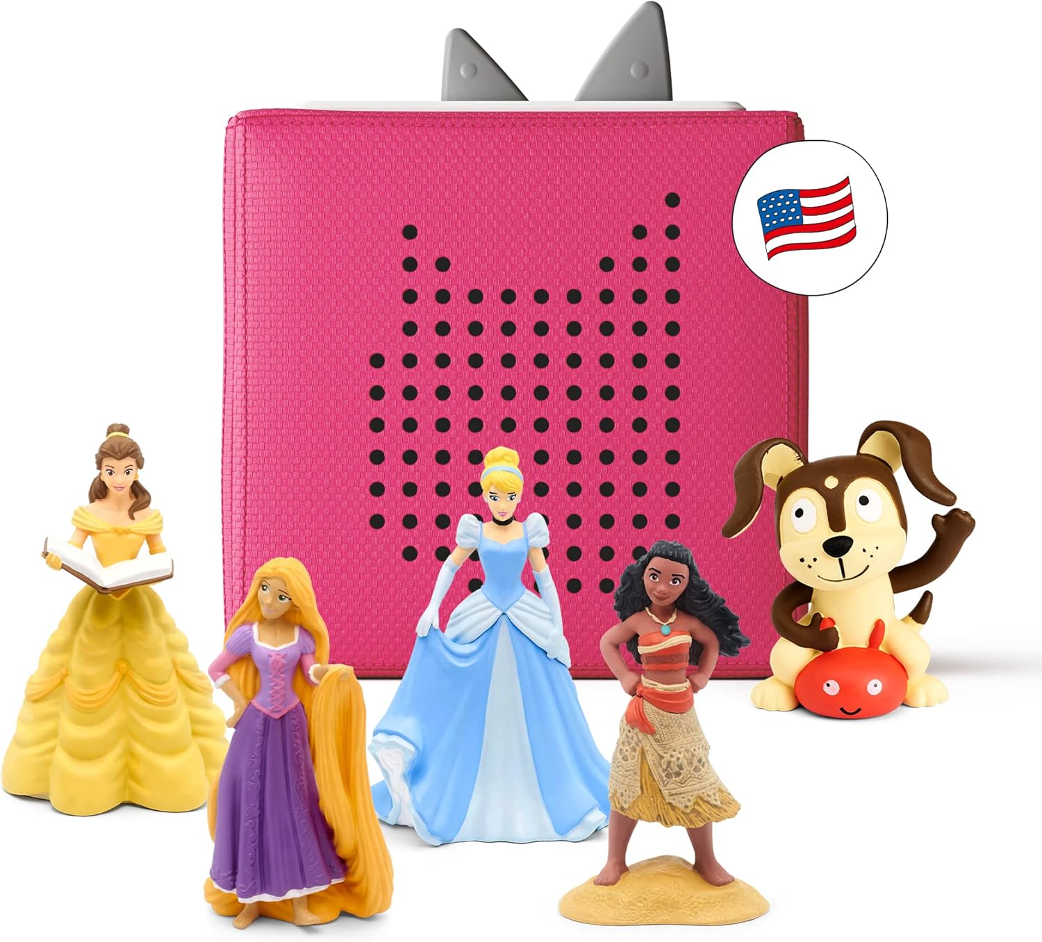 2026 2025 Toniebox Starter Set Audio avec Cendrillon, Belle, Vaiana, Raiponce et Playtime Puppy - Écoutez, Apprenez et Jouez avec une Petite Boîte Câline - Rose