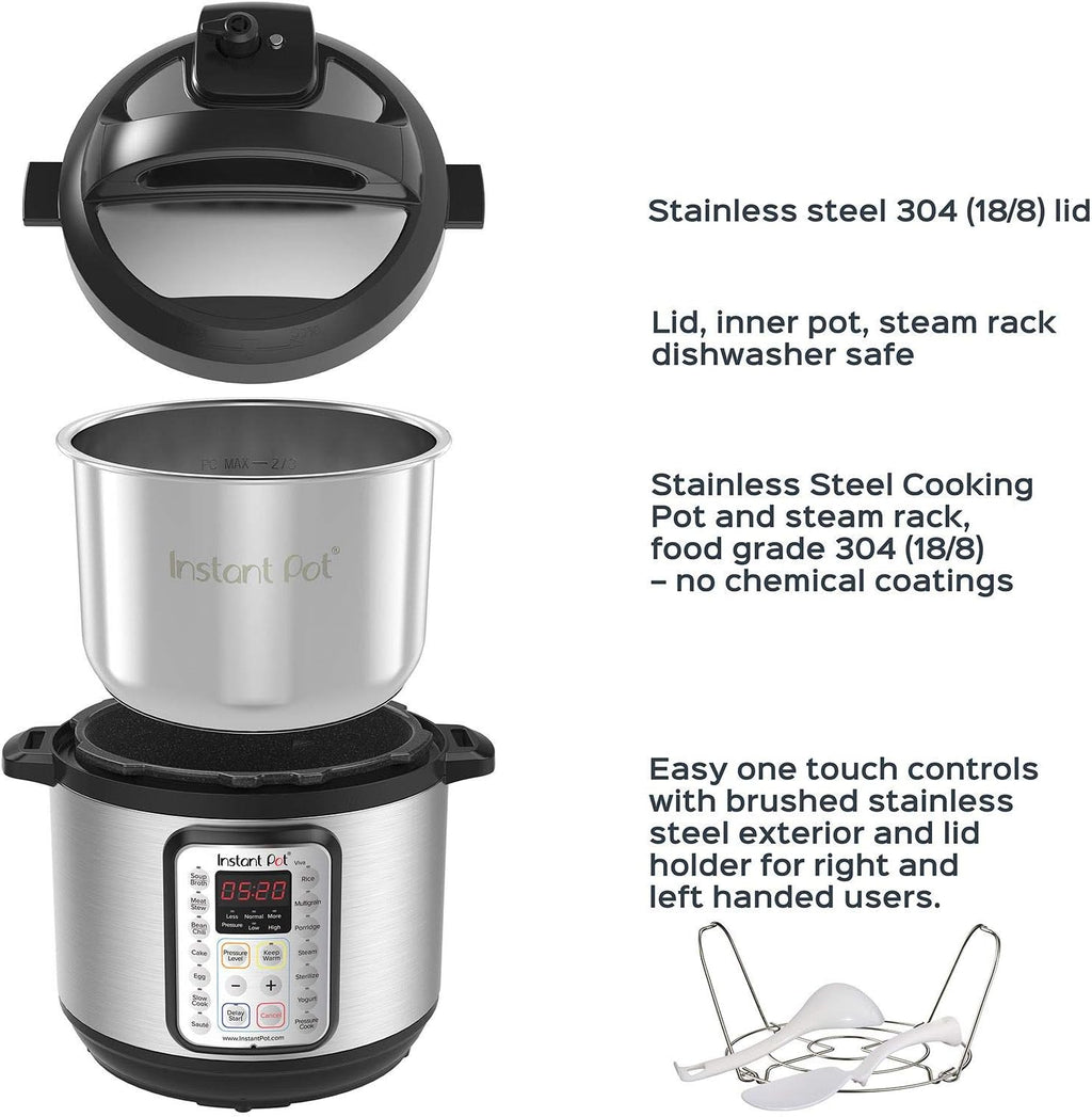 2026 2025 Instant Pot Duo Plus 9-en-1 Multicuiseur, Autocuiseur, Slow Cooker, Cuiseur de Riz, Vapeur, Sauté, Yaourtière, Maintien au Chaud et Stérilisateur, Application Incluse avec Plus de 800 Recettes, Acier Inoxydable, 6 Quarts