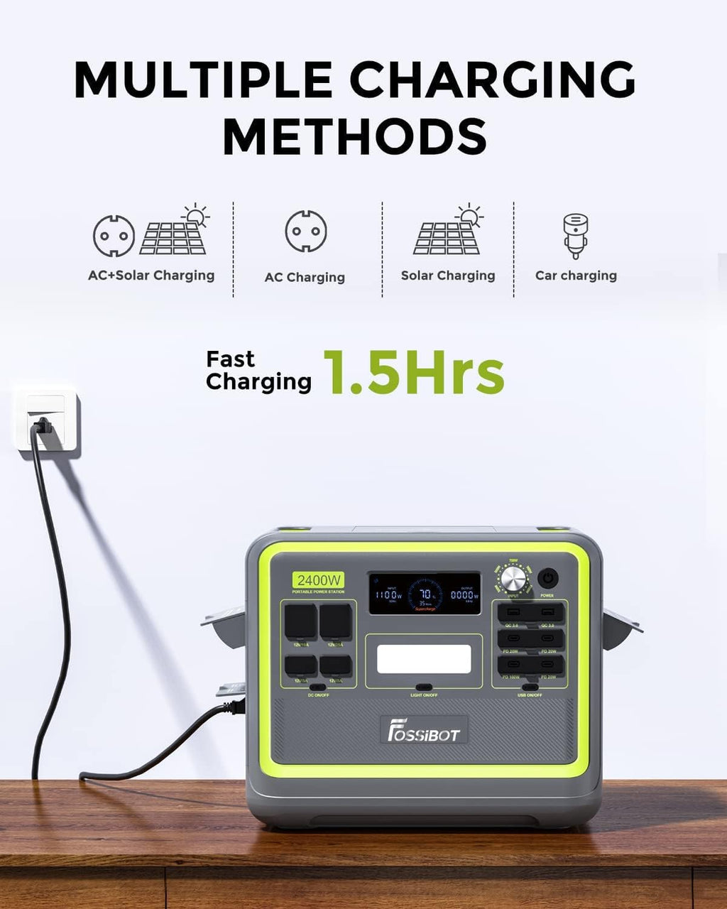 2026 F2400 Station électrique portable CA 2400W (4800W Pic),Station Silencieux Solaire 2048Wh LiFePO4,Groupe Générateur Électrique Onduleur Alimentation de Secours à Domicile Camping