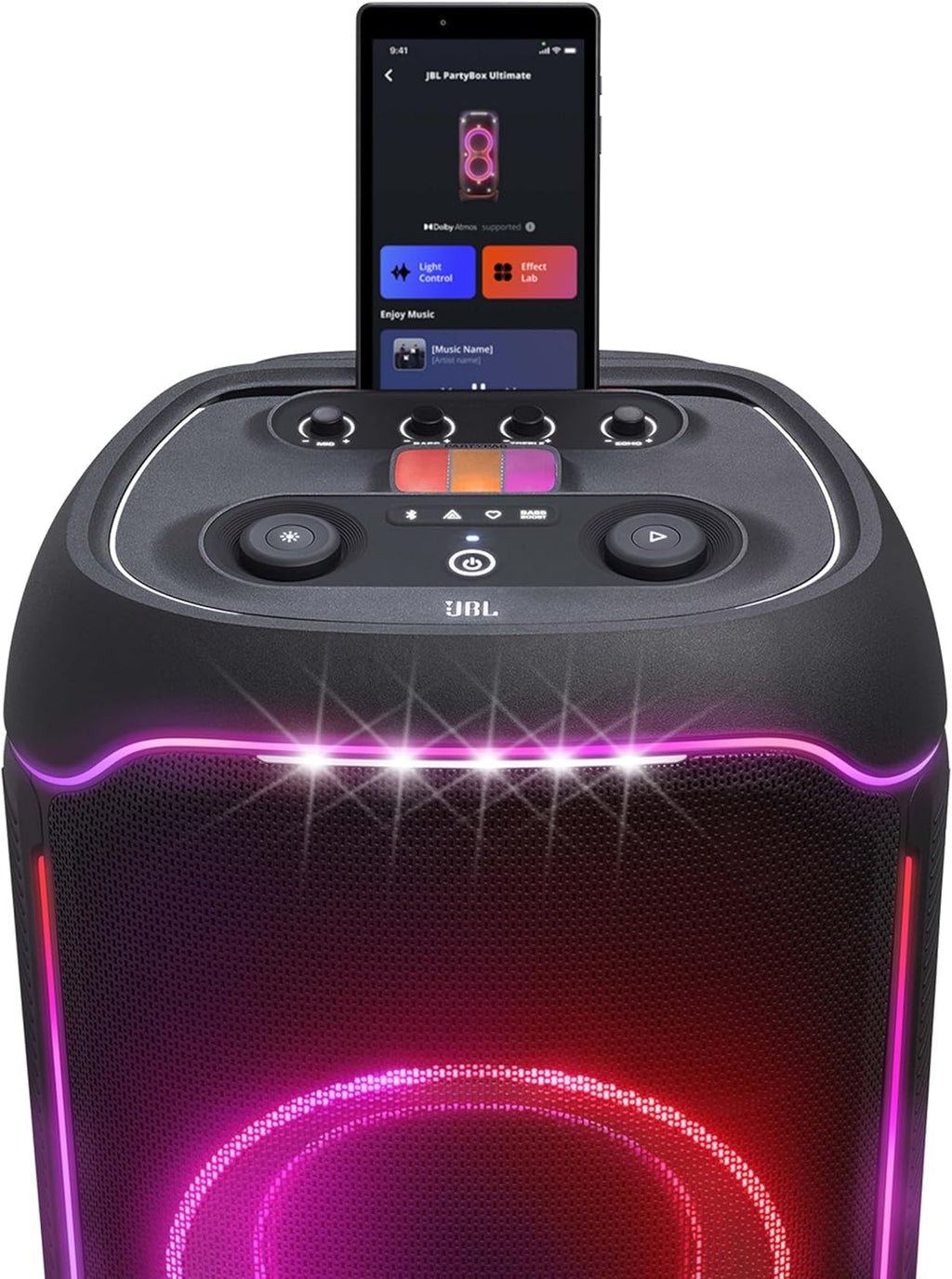 2026 PartyBox Club 120,Enceinte portable de soirée,poignée pliable ergonomique,jeu de lumières,12 heures d'autonomie,résistante aux éclaboussures IPX4,noir,Prise européenne (Type C) -