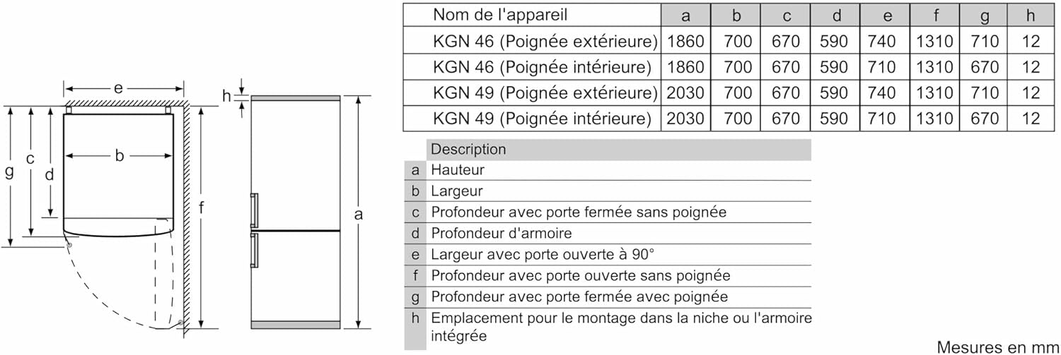 2026 Bosch KGN49XLEA Série 4 - Réfrigérateur Combiné pose-libre - 438 L - 203 x 70 (H x L) - Inox