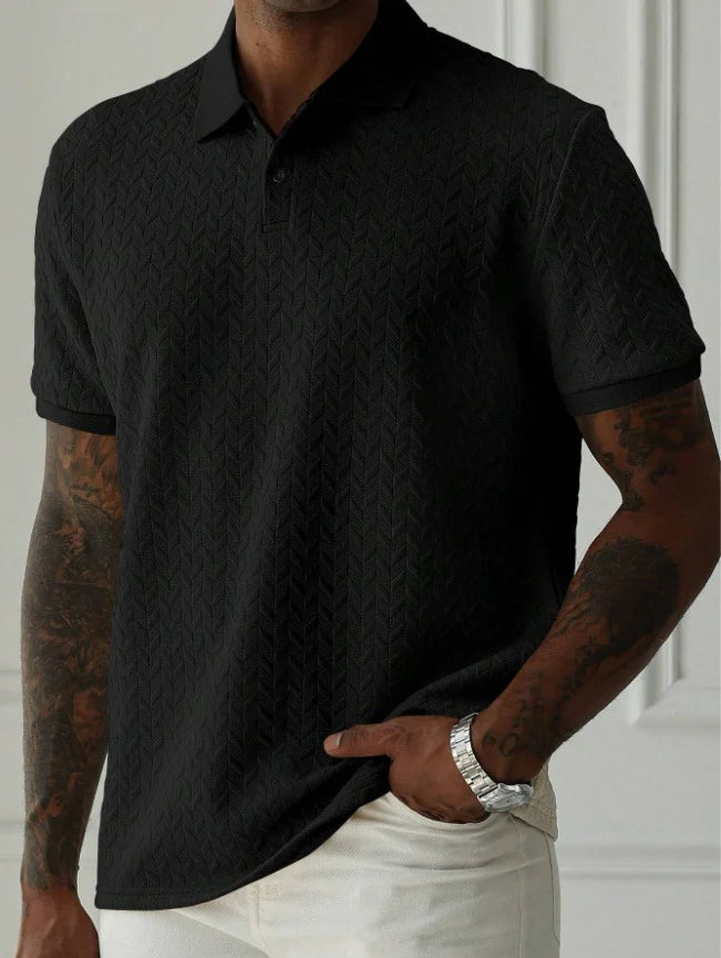 2026 Men's Classic Short Sleeve Button Collar Polo Shirt Smart Casual