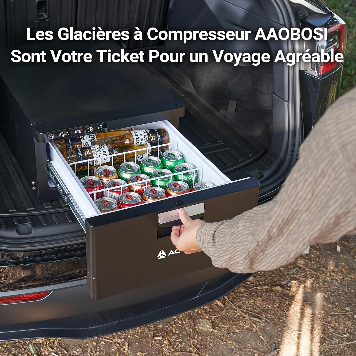 2026 AAOBOSI 31L Tiroir Glaciere Electrique, Glaciere a Compression avec APP, Glaciere Caravane 12V/24V, -20℃ à 20℃ Glacière Électrique pour Voiture, Camion, Bateau, Camping-Car