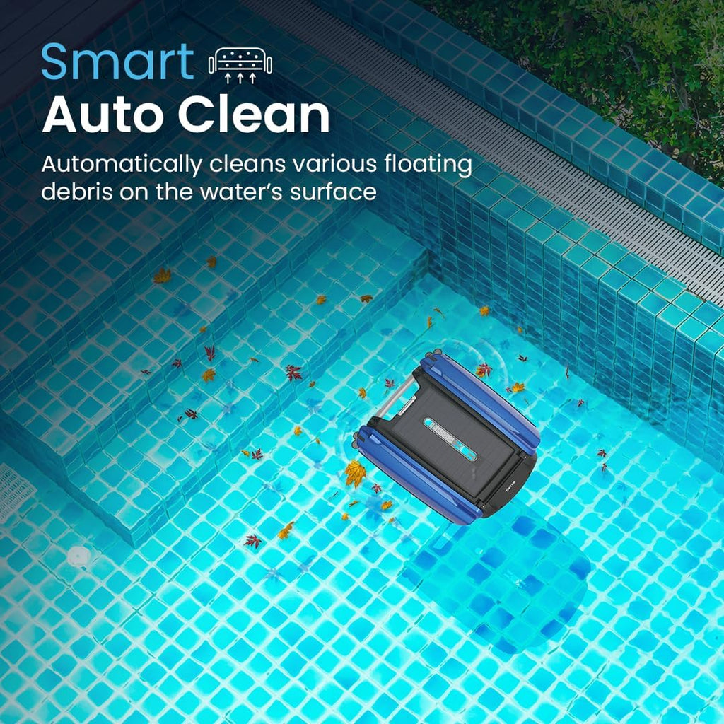 2026 Solarbetriebener automatischer Roboter-Skimmer-Reiniger für Pools mit 30 Stunden kontinuierlicher Reinigungsleistung durch Akkubetrieb und überarbeiteten, salz- und chlortoleranten Twin-Motoren (weiß)