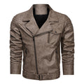 Veste rétro en cuir PU moto classique à revers pour homme