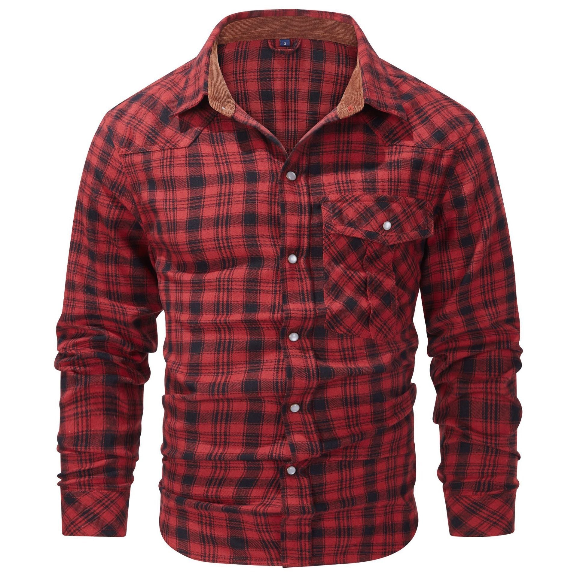 Men's Retro Western Plaid Flannel Pearl Snap Western Style Shirt - LAKD London