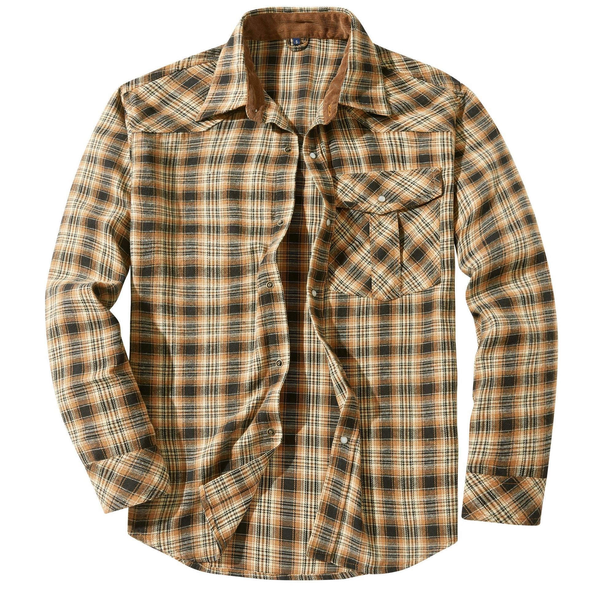 Men's Retro Western Plaid Flannel Pearl Snap Western Style Shirt - LAKD London