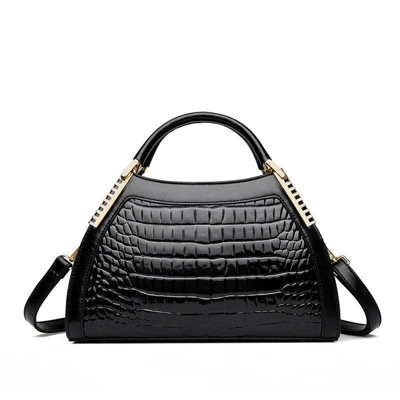 Sac à main grande capacité rétro brillant effet crocodile motif pour femme