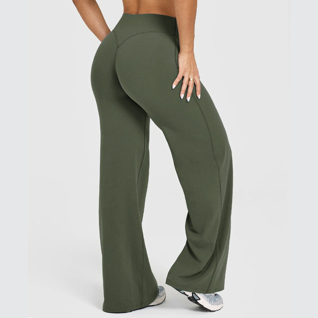 Pantalon couleur unie jambes droites extensible décontracté polyvalent pour femme