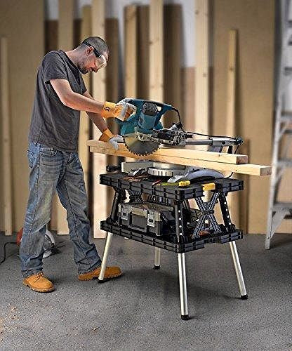 2026 Table de travail / établi pliable Keter pour scie à onglet – Noir / Jaune