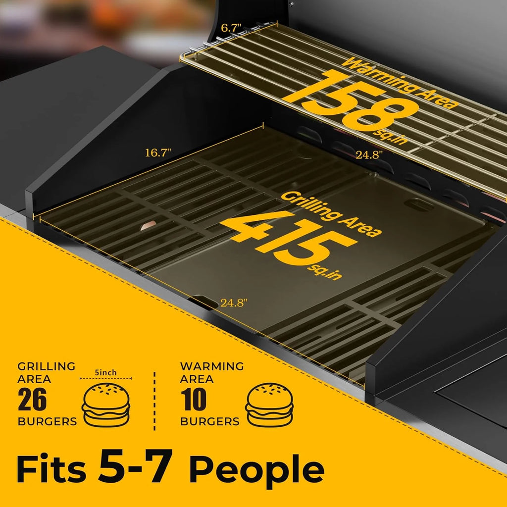 2026 R.W.FLAME 3 & 4-Brenner Propan-Gasgrills mit Seitenbrennern, für Outdoor-Kochen, BBQ, Terrasse, Camping