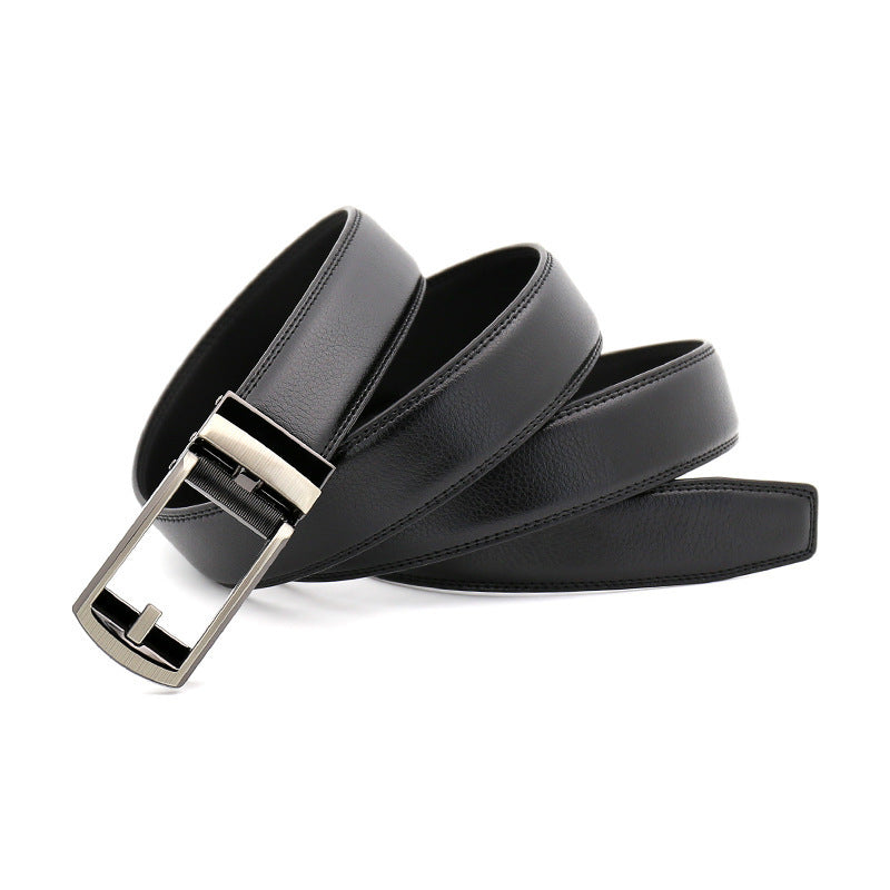 Men's Cowhide Leather Belt Classic Gunmetal Buckle Casual Formal Style - LAKD London