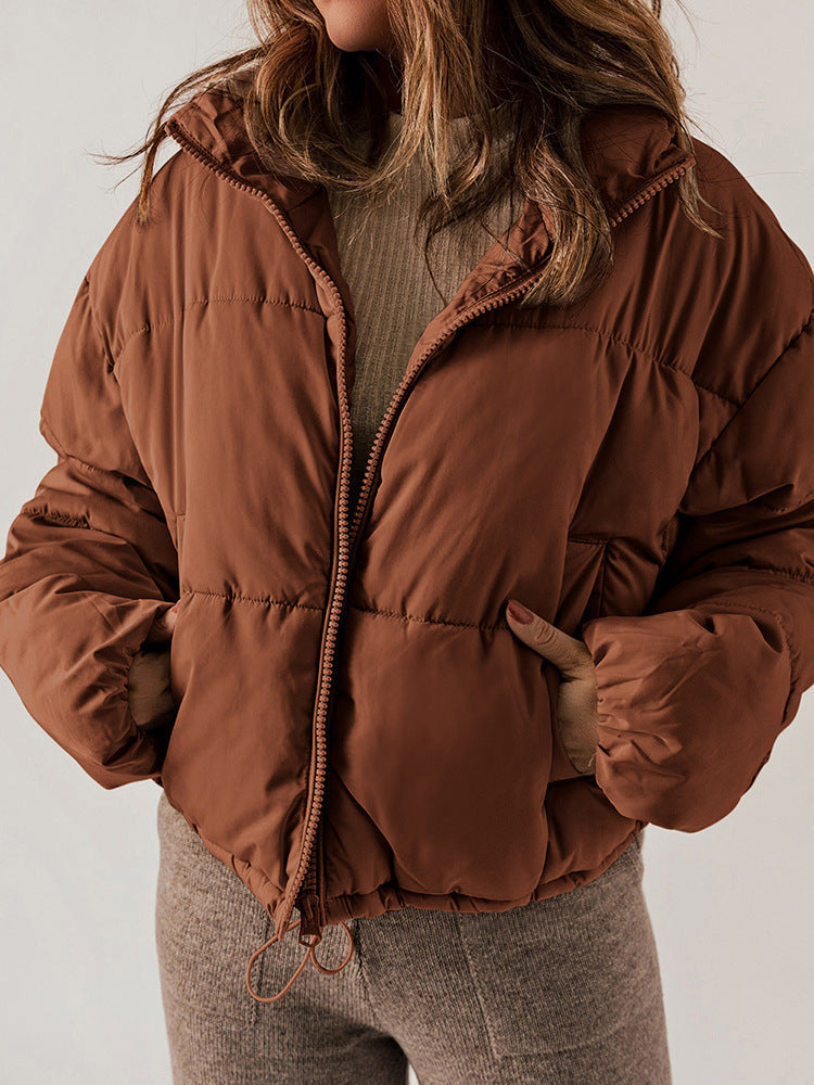 Manteau hiver épais en coton rembourré col montant pour femme