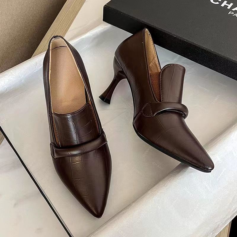Escarpins en cuir souple pointu stiletto confortable été pour femme