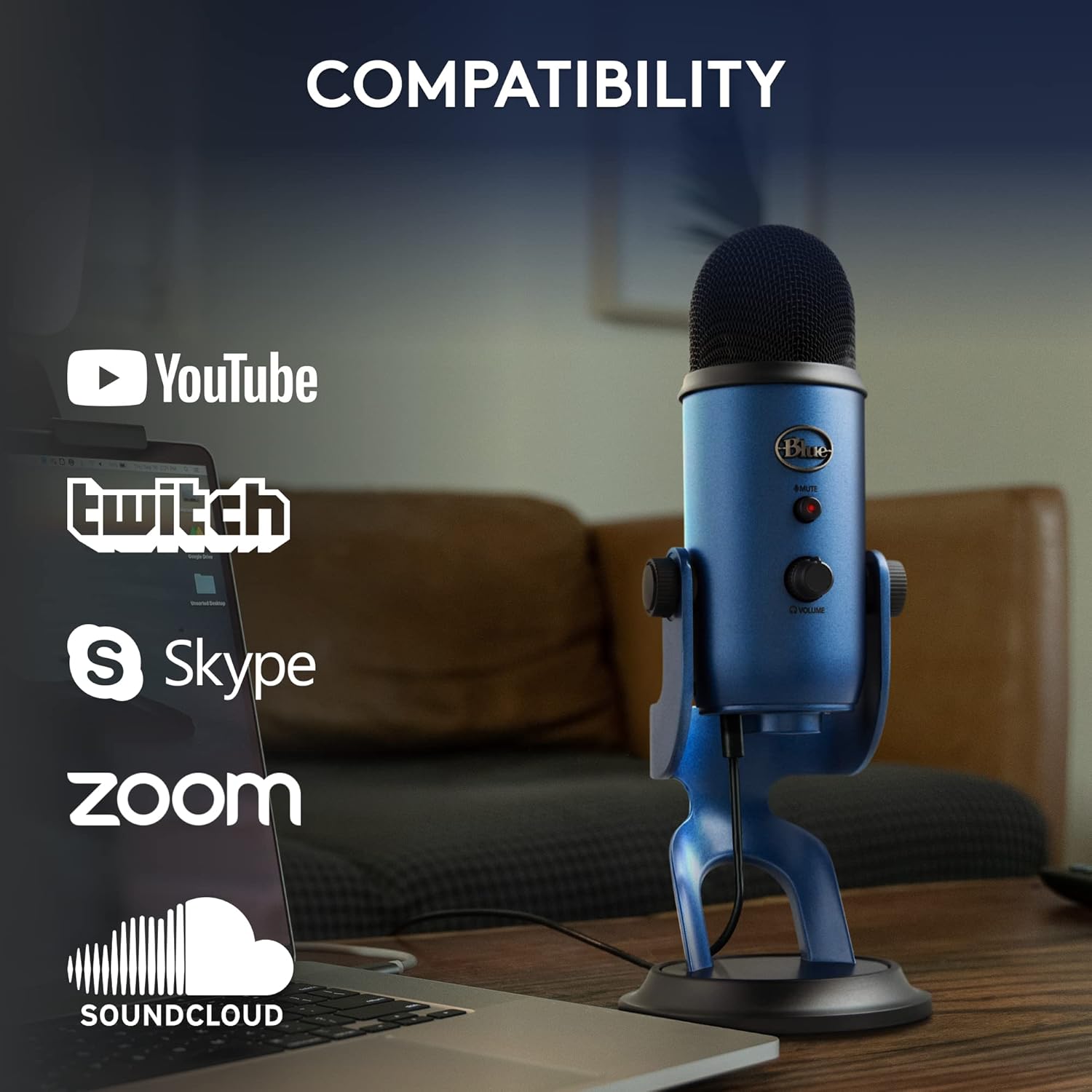 2026 2025 Logitech for Creators Microphone USB Blue Yeti (Noir)