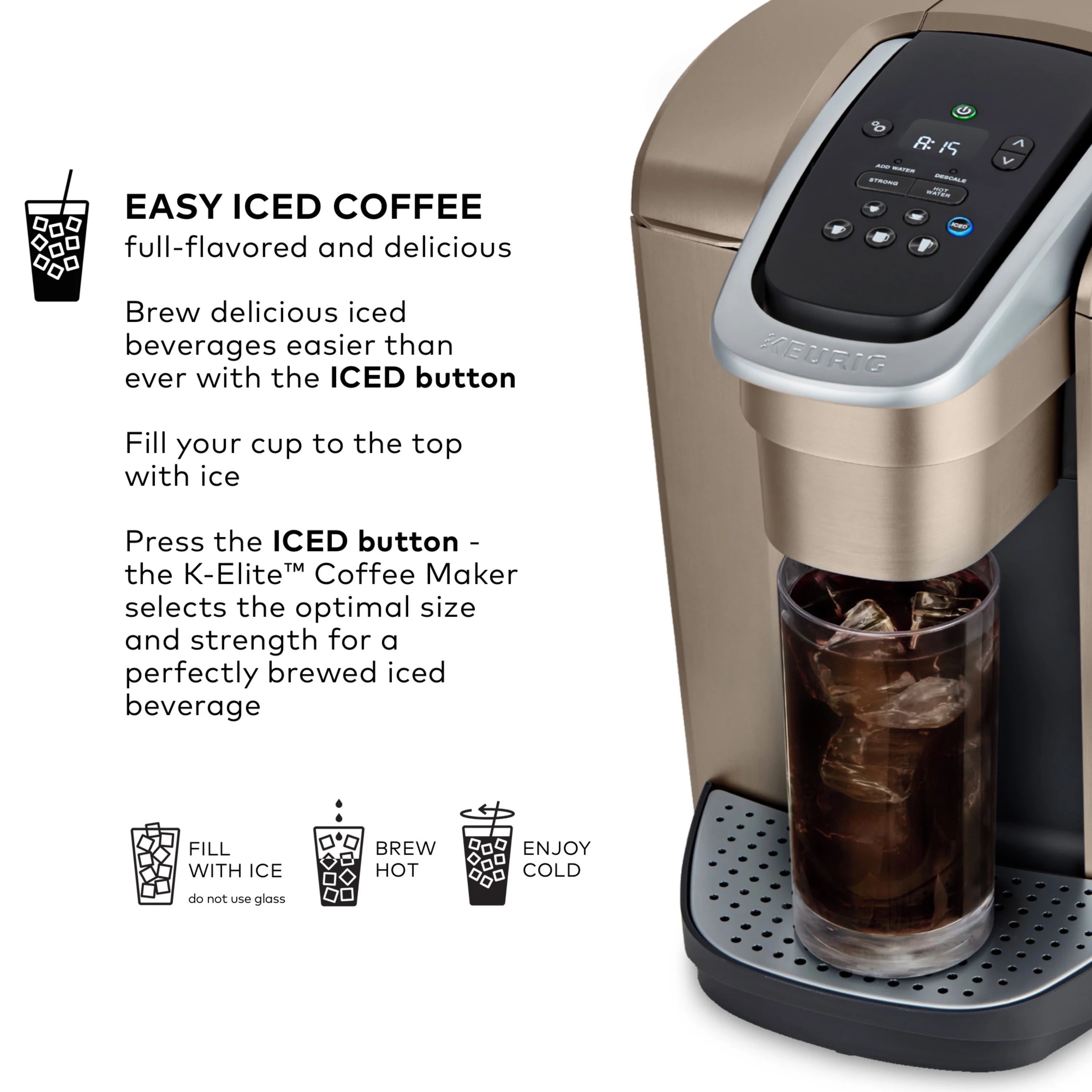 2026 2025 Keurig K-Elite – Machine à Café à Dosettes K-Cup à Portion Unique, Finition Brossée Slate, Programmable pour Café Chaud et Glacé