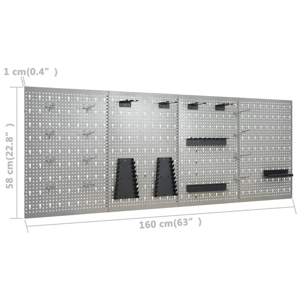2026 Etabli avec 4 panneaux muraux table de travail poste de travail stockage rangement d'outils 160 cm garage atelier pieds réglables en hauteur 02_0003666 -