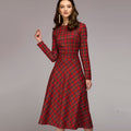 Robe à carreaux élégant midi intemporel chic décontracté pour femme