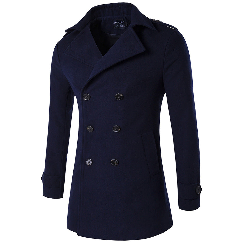 Trench-coat croisé élégant hiver classique pour homme