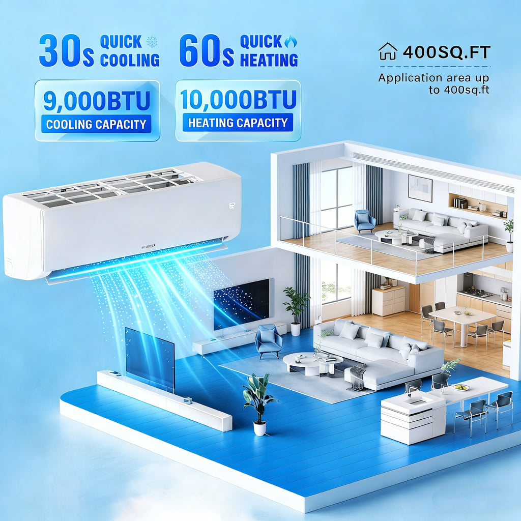 2026 9,000 BTU 19 SEER2 115V Mini Split Air Conditioner with Heat Pump Ductless Inverter & Install Kit