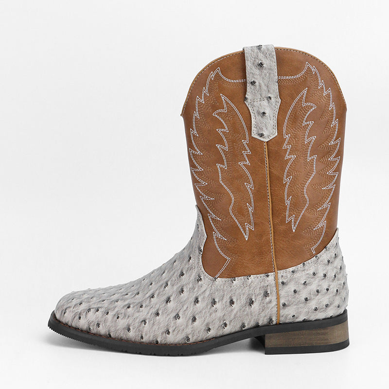 Men's Western Denim Cowboy Boots Square Toe Motorcycle Shoes - LAKD London