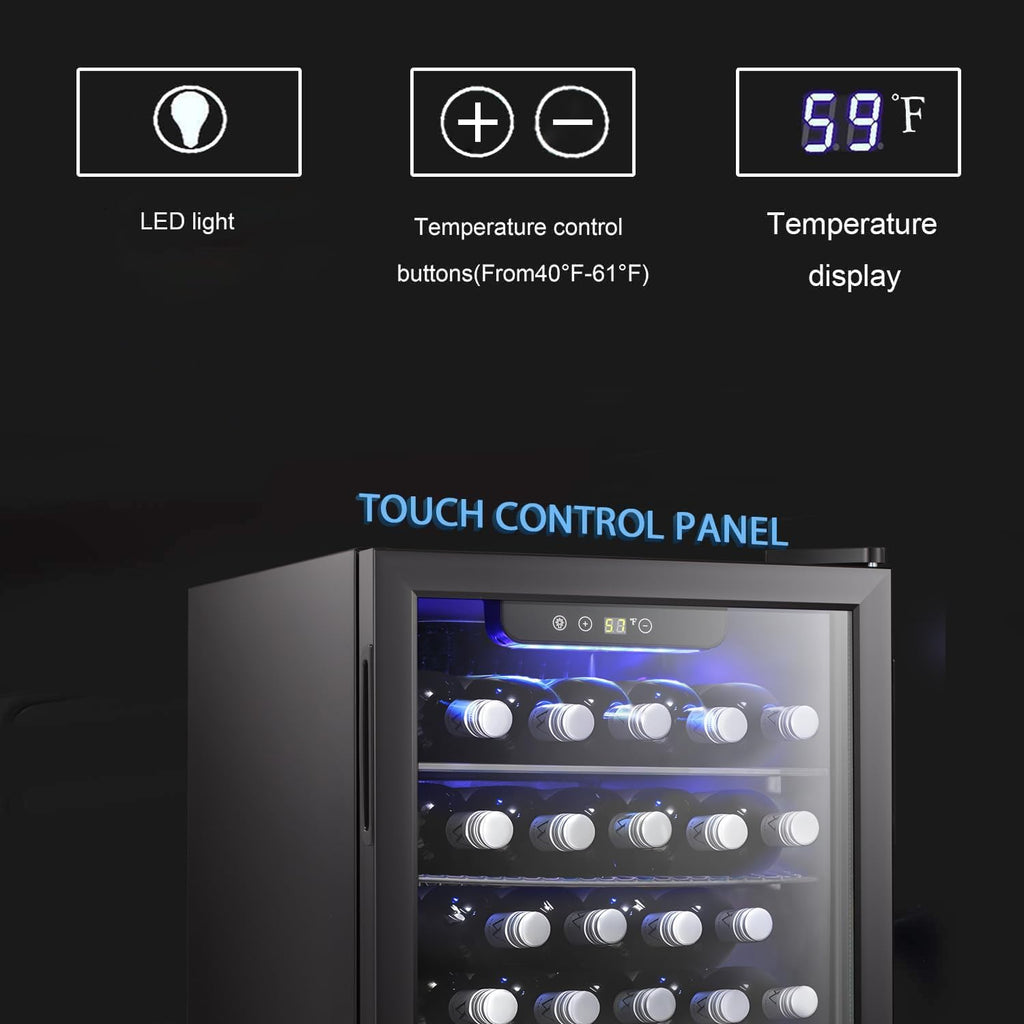 2026 Antarctic Star Weinkühler/-schrank für 36 Flaschen, Getränkekühlschrank, kleiner Mini-Weinkeller, Bier-/Sodabar-Kühlschrank, leiser Betrieb, Kompressor, Temperatureinstellung, freistehend, schwarz, 4,4 Kubikfuß
