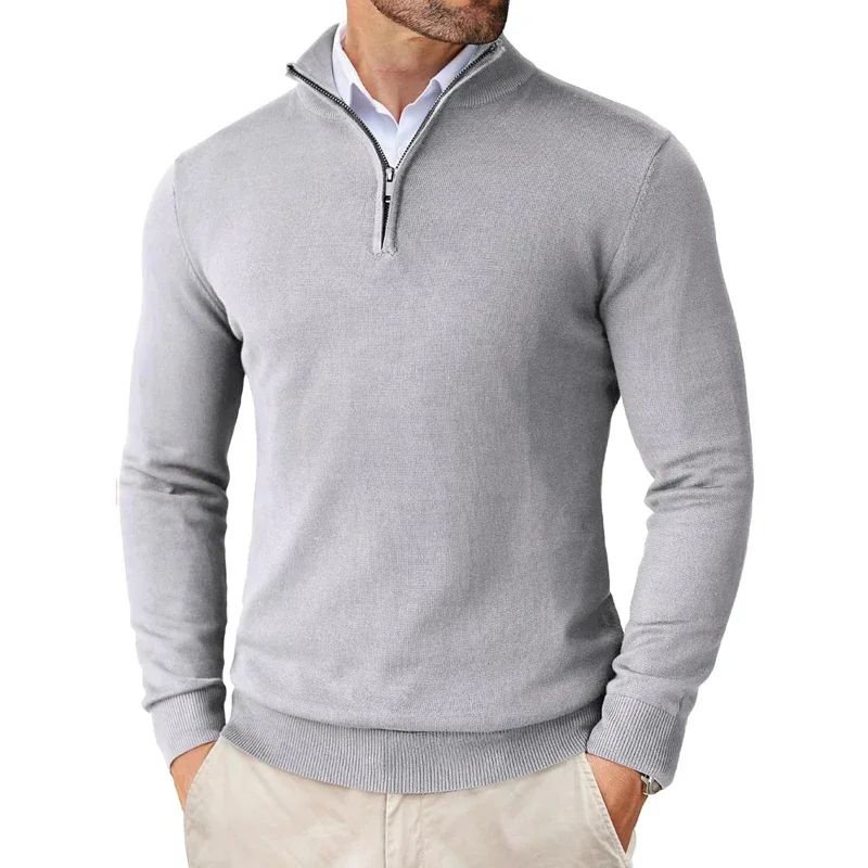 Polo zippé ultra-fin léger manches longues décontracté pour homme