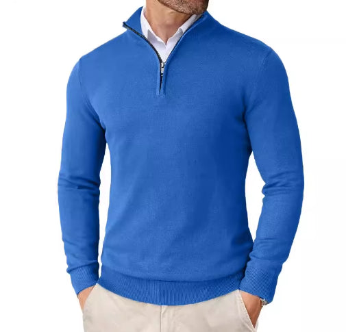 Polo zippé ultra-fin léger manches longues décontracté pour homme