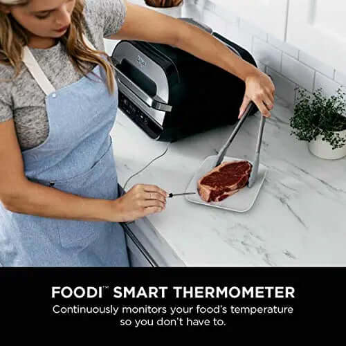 2026 2025 Ninja FG551 Foodi Smart XL Grill d’Intérieur 6-en-1 avec Friteuse à Air 4 Quart – Finition Acier Inoxydable