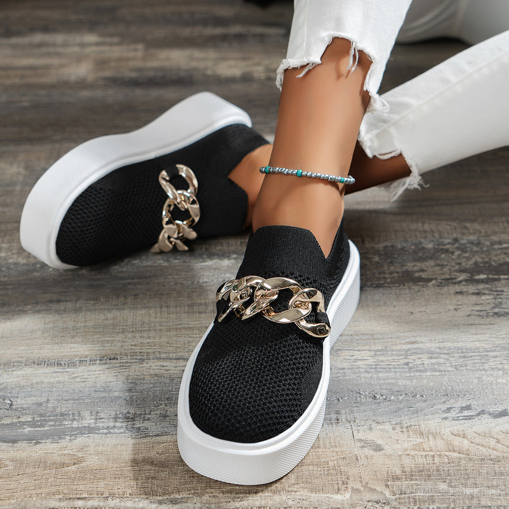 Ballerines respirant en maille chaîne confortable décontracté walking pour femme