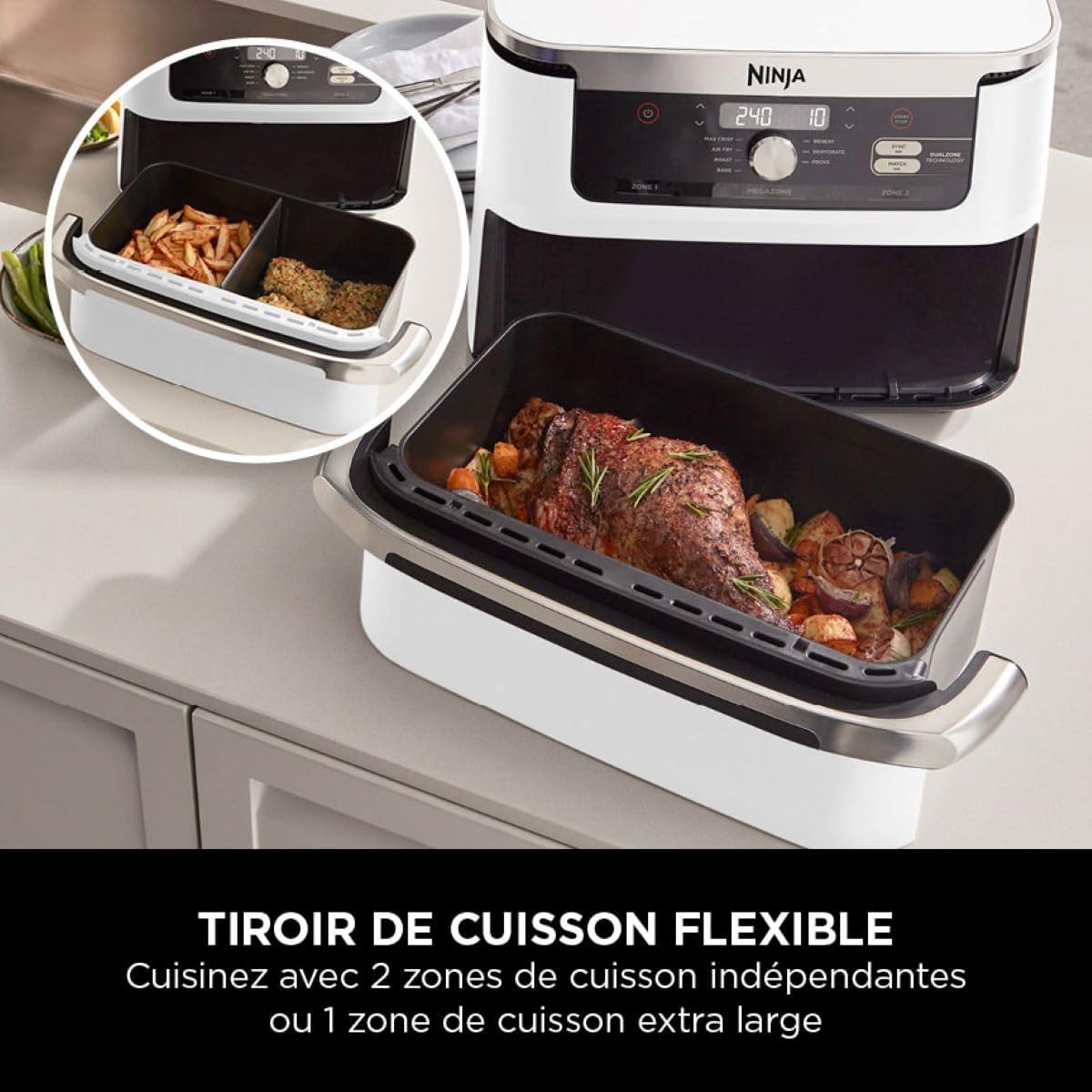 2026 2025 NINJA Foodi AF500EU – Friteuse à Air Chaud FlexDrawer 10,4 L, Double Zone avec Séparateur Amovible, 7 Fonctions de Cuisson – Édition Limitée Haute Performance