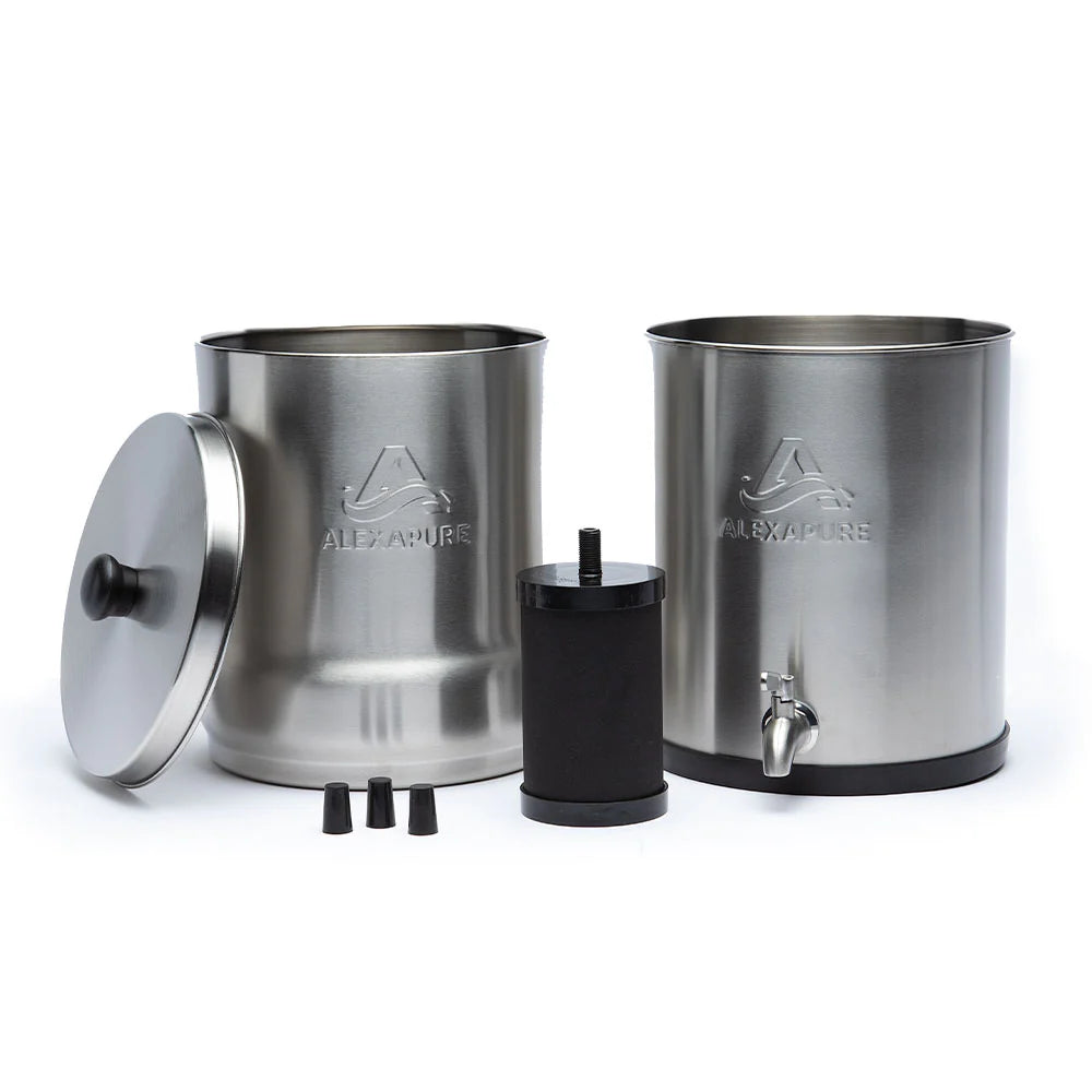 2026 2025 Alexapure Pro Système de Filtration d’Eau par Gravité – Purificateur d’Eau Domestique en Acier Inoxydable Réduit 206 Contaminants, Sans Électricité, Facile à Installer et à Entretenir