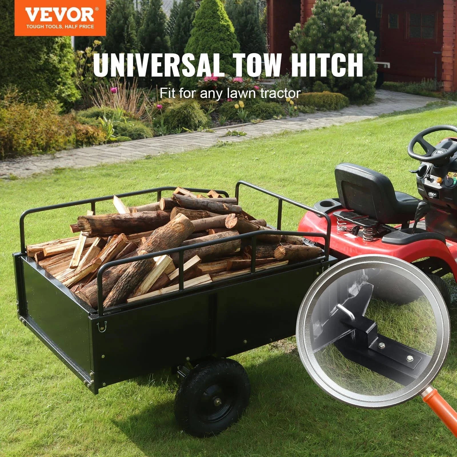 2026 VEVOR Hochleistungs-ATV-Anhänger, Kippwagen aus Stahl, 750 Pfund, 15 Kubikfuß, Gartenanhänger mit abnehmbaren Seitenwänden zum Fahren, L – MadeInUSA