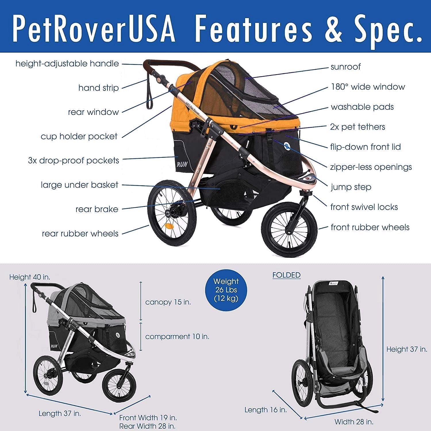 2026 Buggy de jogging sportif pour animaux avec roues en caoutchouc confort
