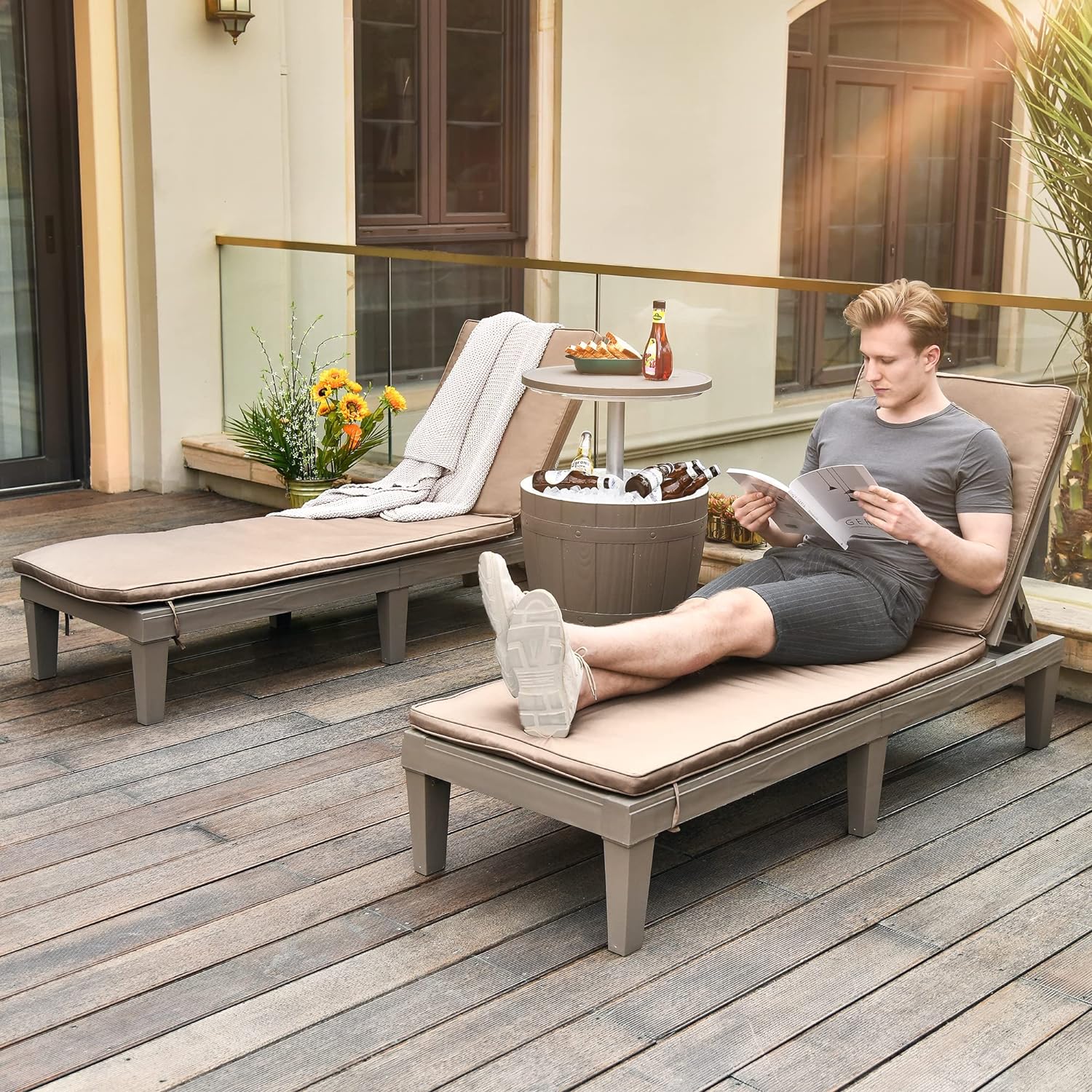 2026 Chaiselongue-Stühle für den Außenbereich, 4er-Set mit verstellbarer Rückenlehne, stabile Liegen für Terrasse und Poolrand, einfache Montage, wasserdicht und leicht mit einer Tragfähigkeit von 120 kg, schwarz
